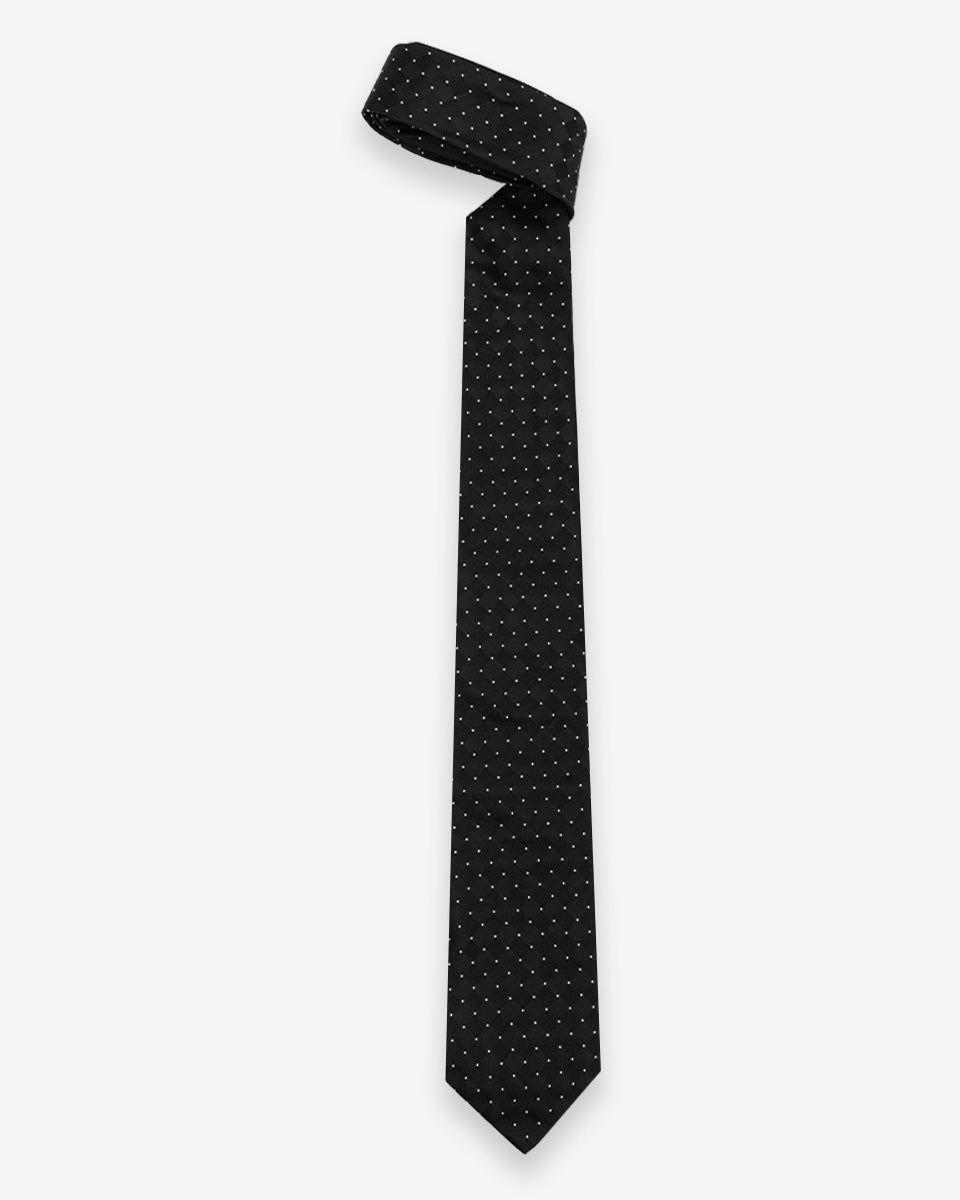 Corbata Negra con Diseño de Rombos y Puntos Blancos