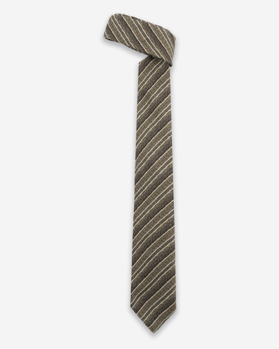 Corbata Marrón Texturizada a Rayas Beige