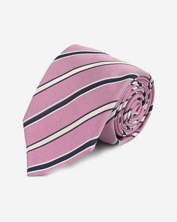Corbata Hombre Rosada a Rayas Diagonales Azul y Blanco