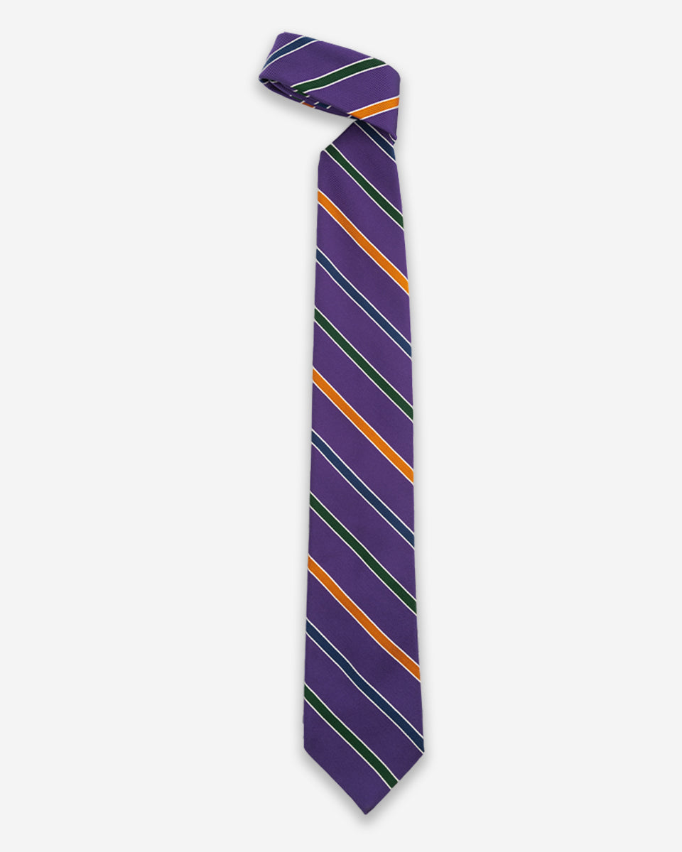 Corbata Morada con Rayas Multicolor