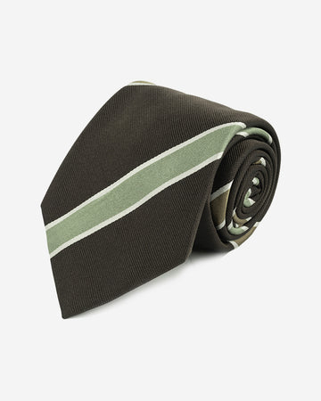 Corbata Hombre Marrón Oscuro con Raya Verde