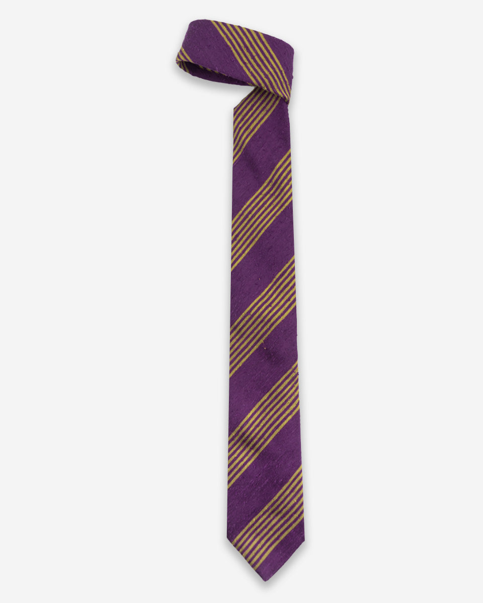 Corbata Morada con Rayas Doradas