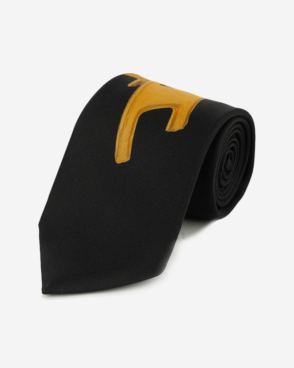 Corbata Negra con Diseño de Señal de Precaución