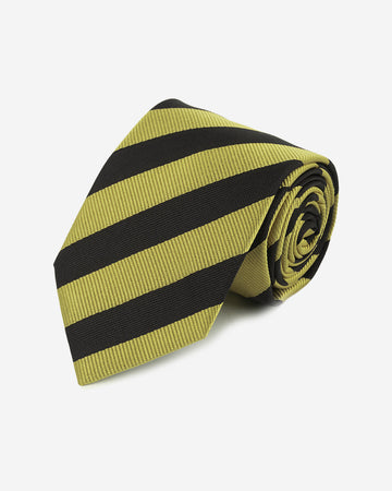 Corbata Hombre Negra con Rayas Diagonales Doradas