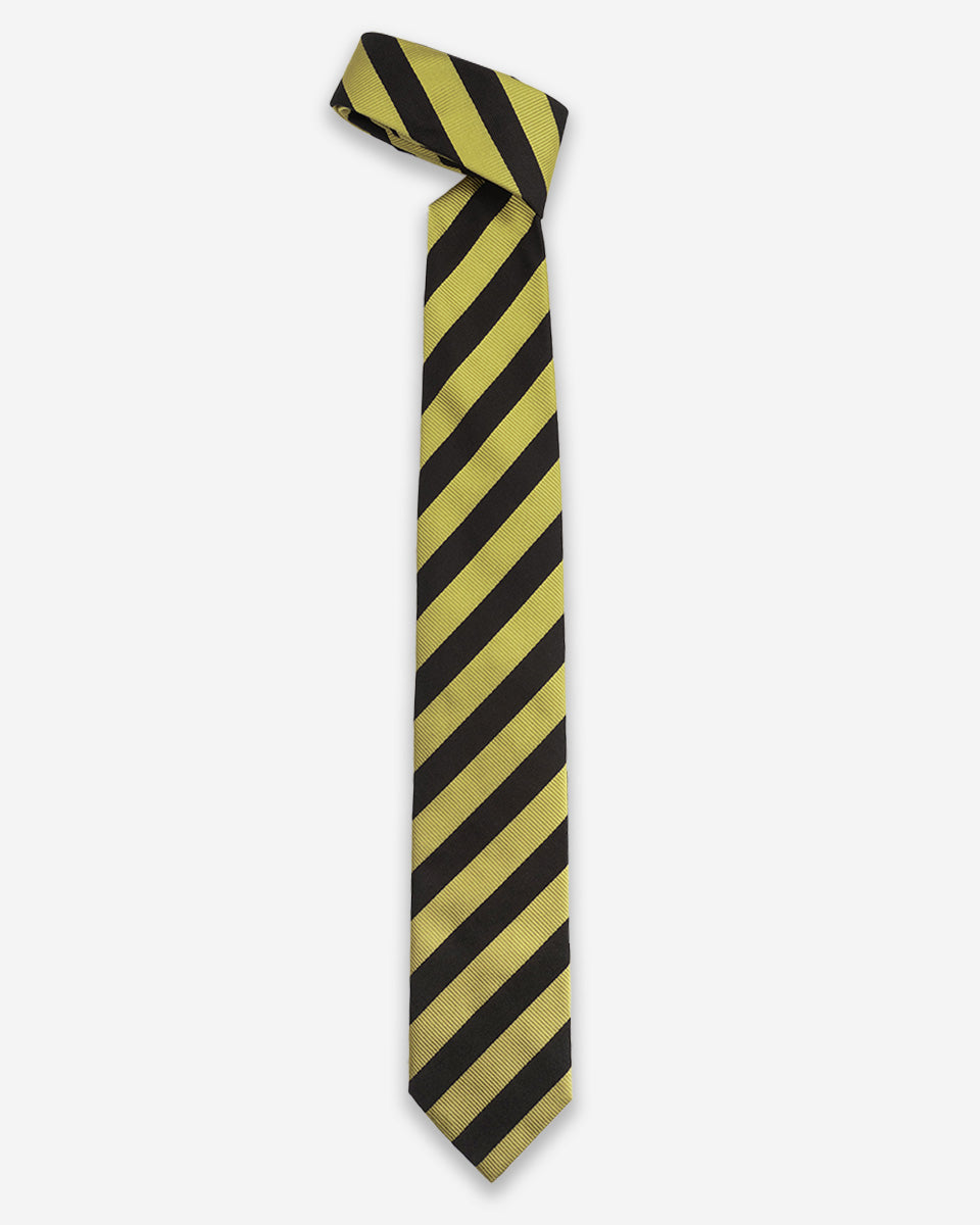Corbata Negra con Rayas Diagonales Doradas