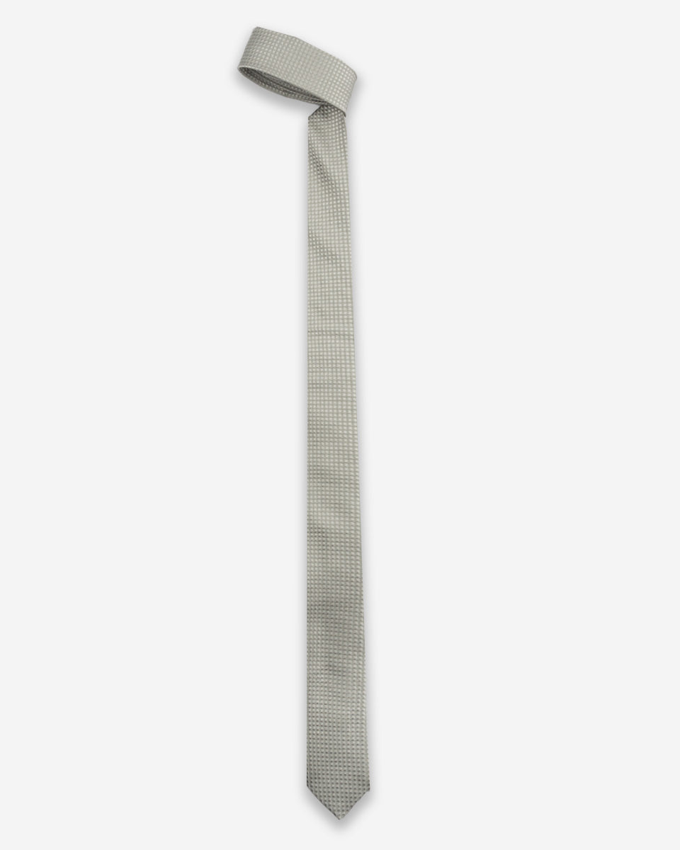Corbata Slim Gris Plata con Microdiseño Geométrico