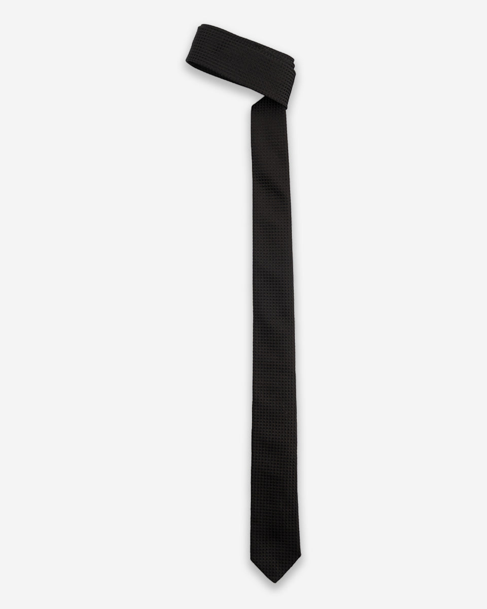 Corbata Slim Negra con Microdiseño Geométrico