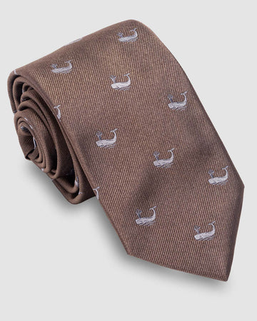 Corbata Fondo Marron Con Diseño Ballena