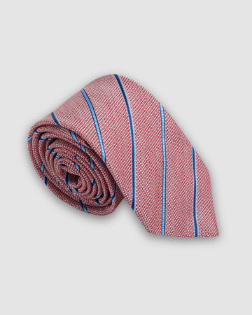 Corbata Fondo Rosado Rayas Azules