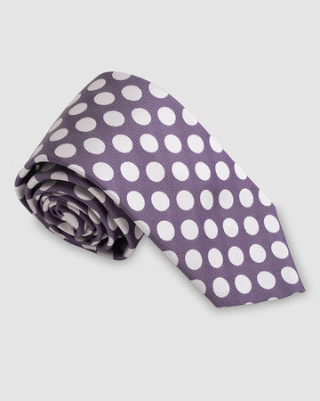 Corbata Fondo Morado Con Circulos Blancos