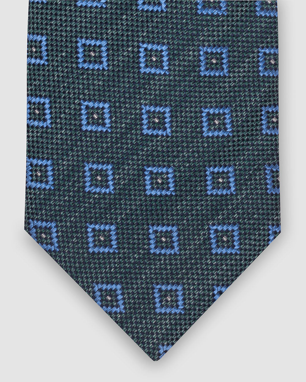 Corbata Fondo Verde Con Cuadros Azules