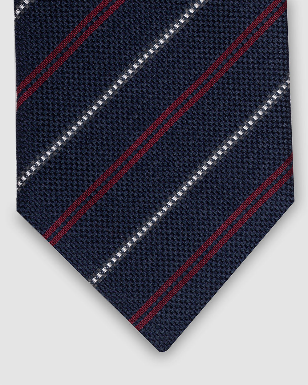 Corbata Fondo Azul Rayas Rojo Y Blanco
