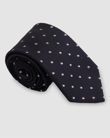 Corbata Fondo Azul Detalles Rosados