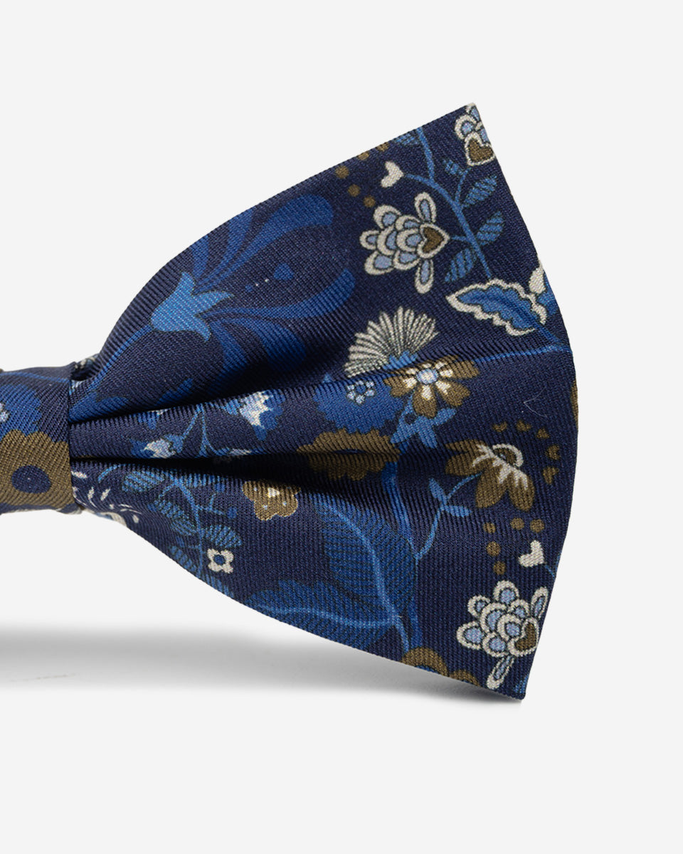 Pajarita Azul con Diseño de Flores