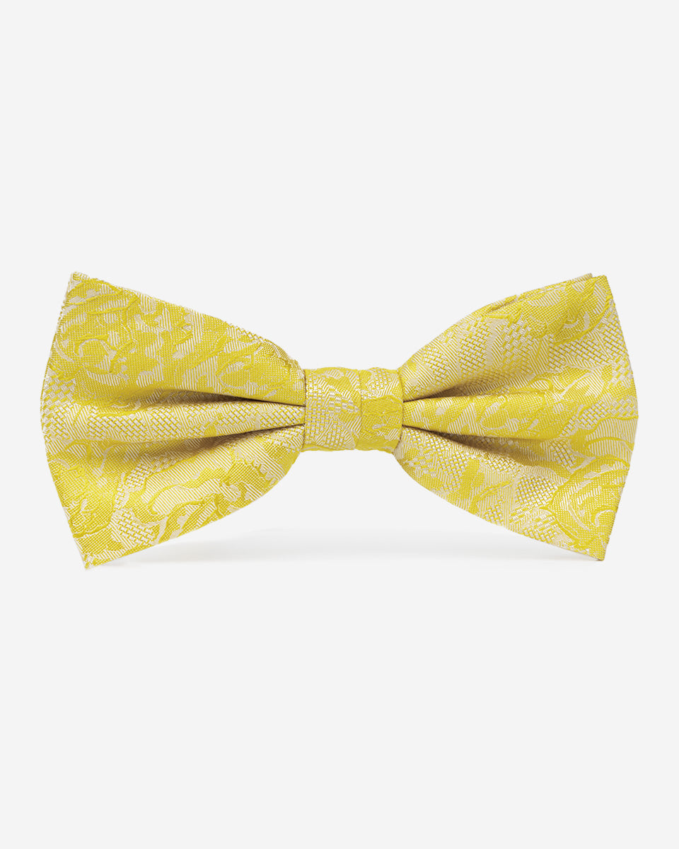 Pajarita Amarilla con Textura Jacquard Floral