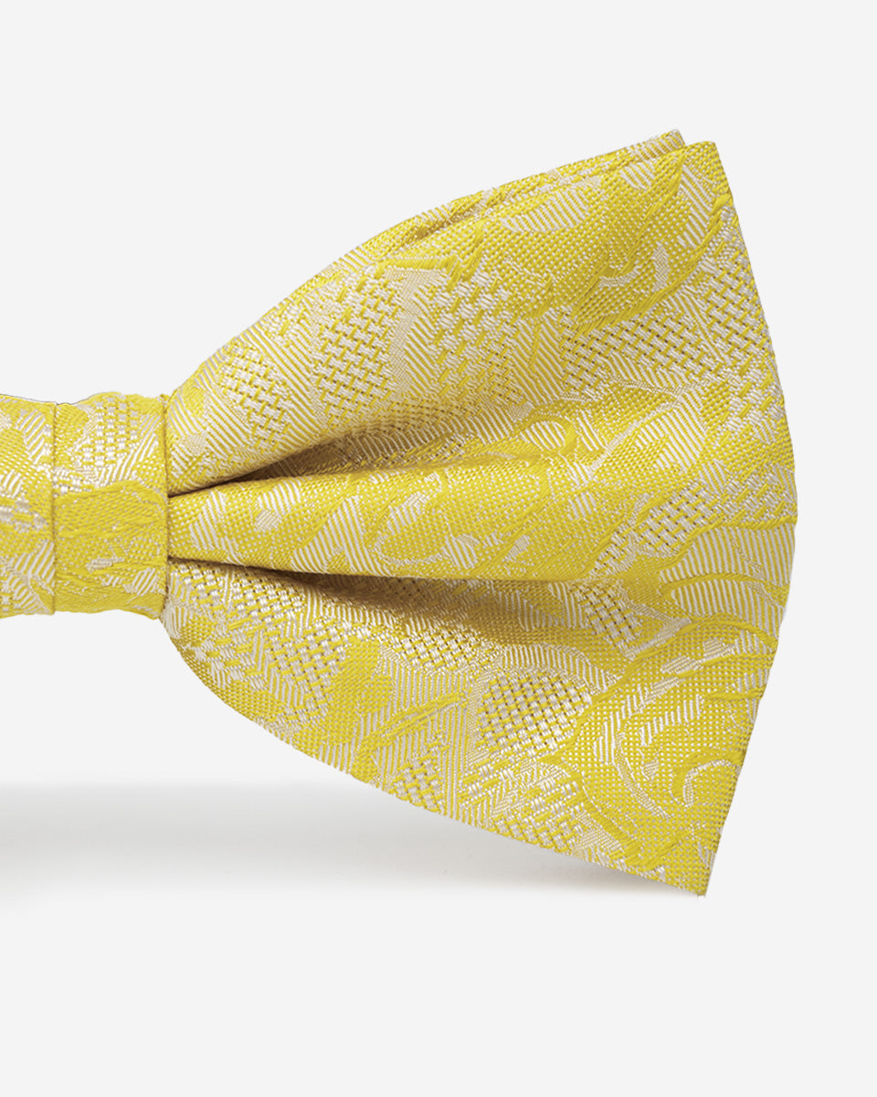 Pajarita Amarilla con Textura Jacquard Floral