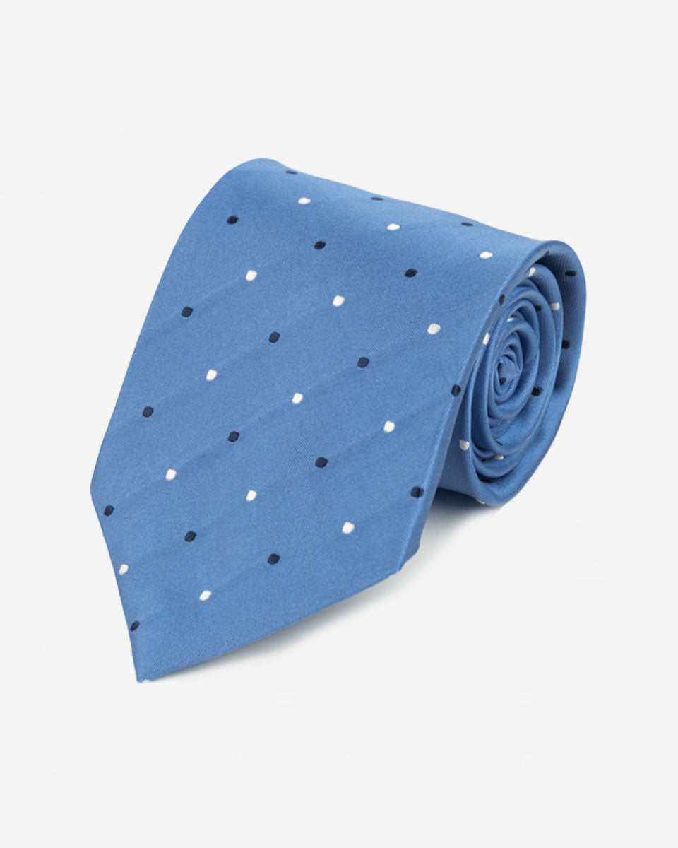 Corbata Celeste con Puntos Blancos y Azules