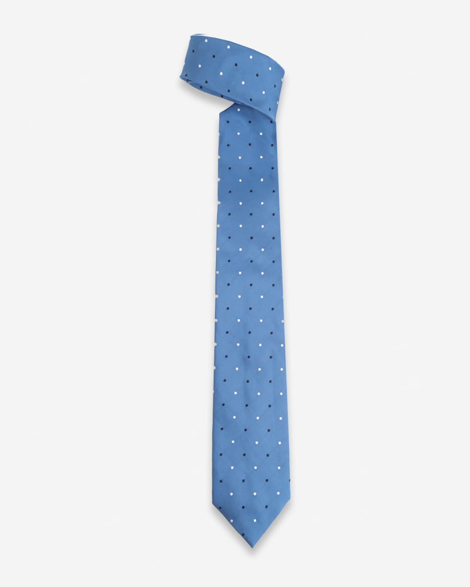 Corbata Celeste con Puntos Blancos y Azules