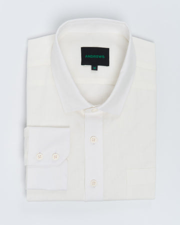 Camisa Casual Lino - Cuello Italiano puño simple 2 botones-blanco