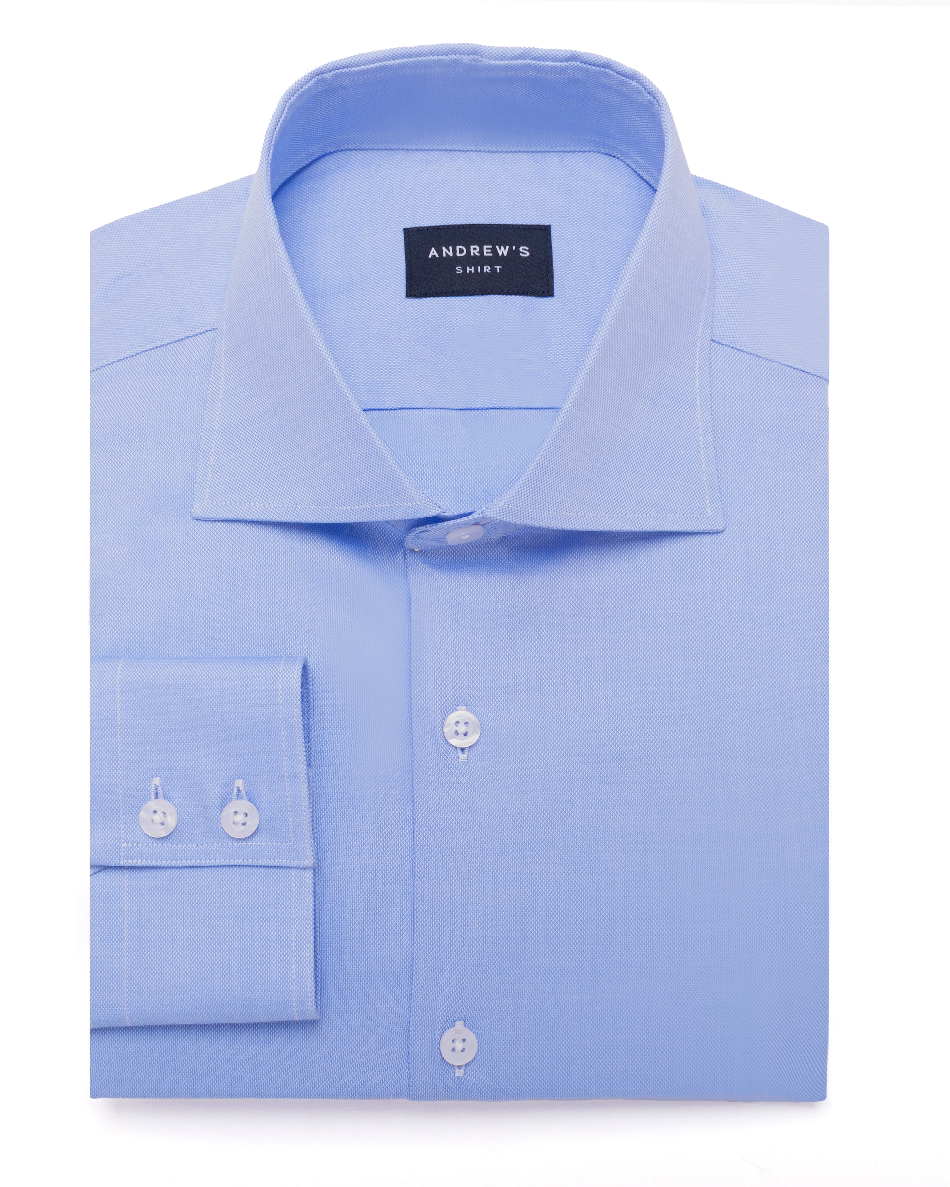 Camisa Vestir Oxford - Cuello Italiano  Puño 2 botones regular azul