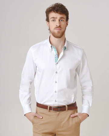 Camisa Casual Satinada - Blanco