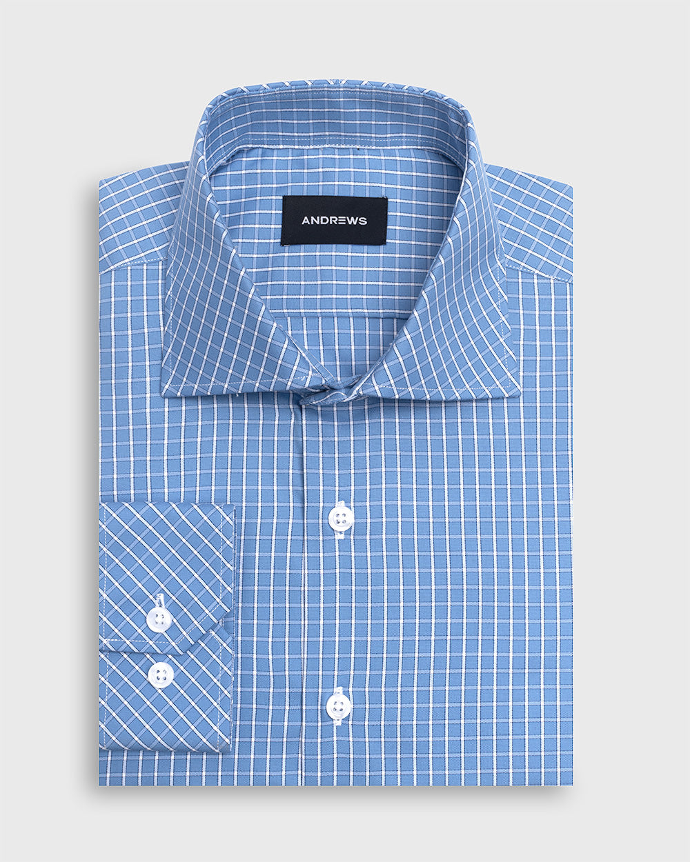 Camisa Vestir a Cuadros- Celeste