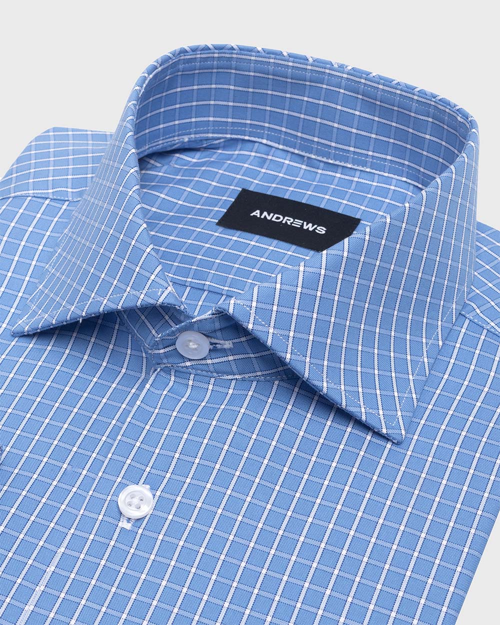 Camisa Vestir a Cuadros- Celeste