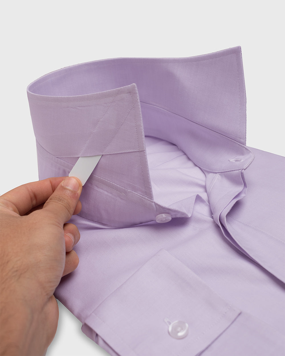 Camisa de Vestir de Algodón con Puño Doble Uso Lila
