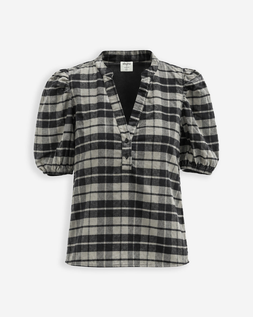 Blusa de Mujer Olivia a Cuadros Gris