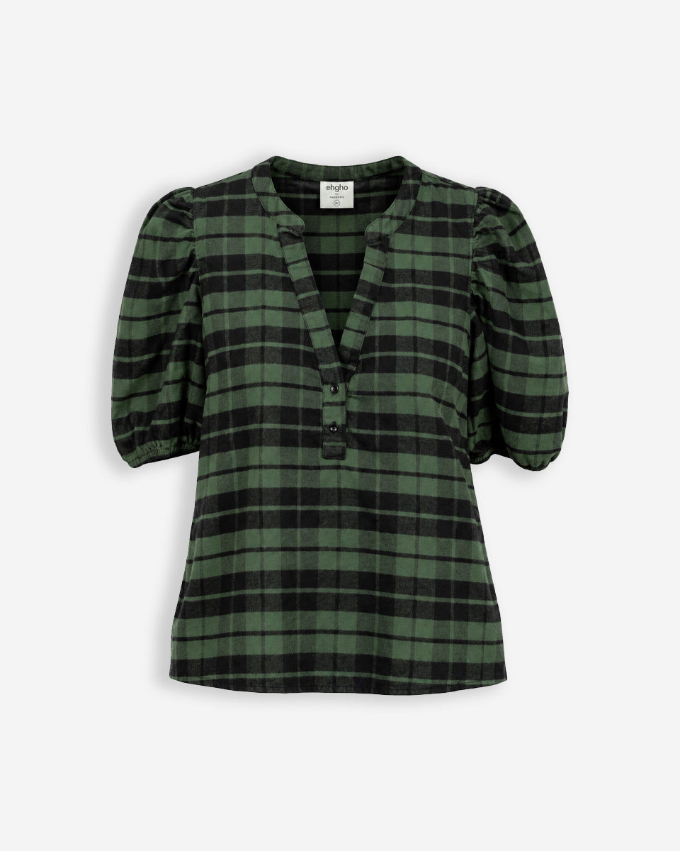 Blusa de Mujer Olivia a Cuadros Verde