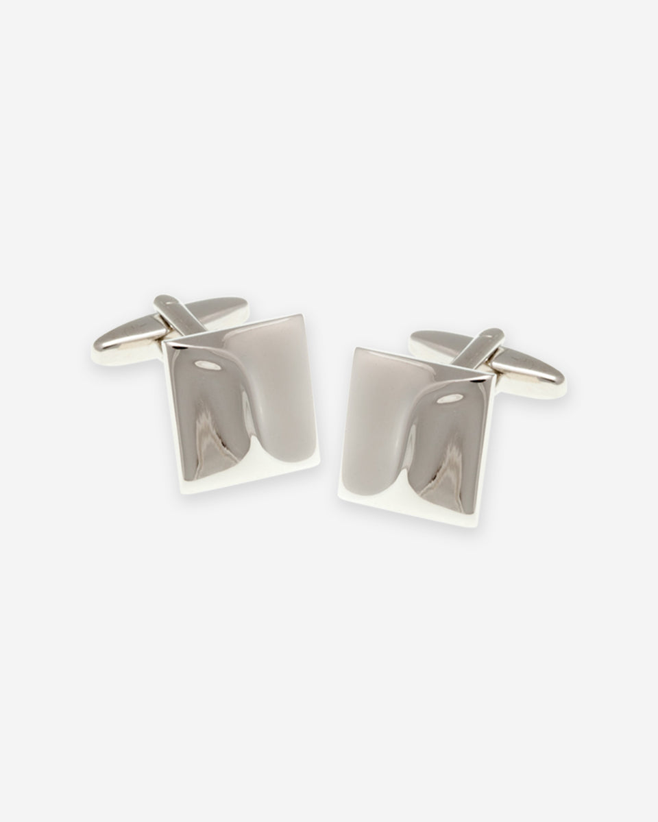 Square Cufflinks with Dotted Line Detail - Silver
