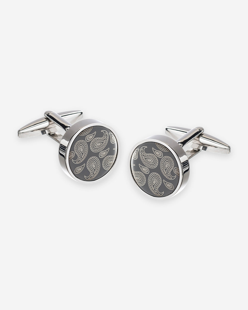 Silver Square Cufflinks with Herringbone Texture