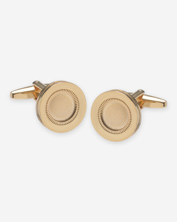 Gemelos Circulares Dorados con Detalle de Anillo