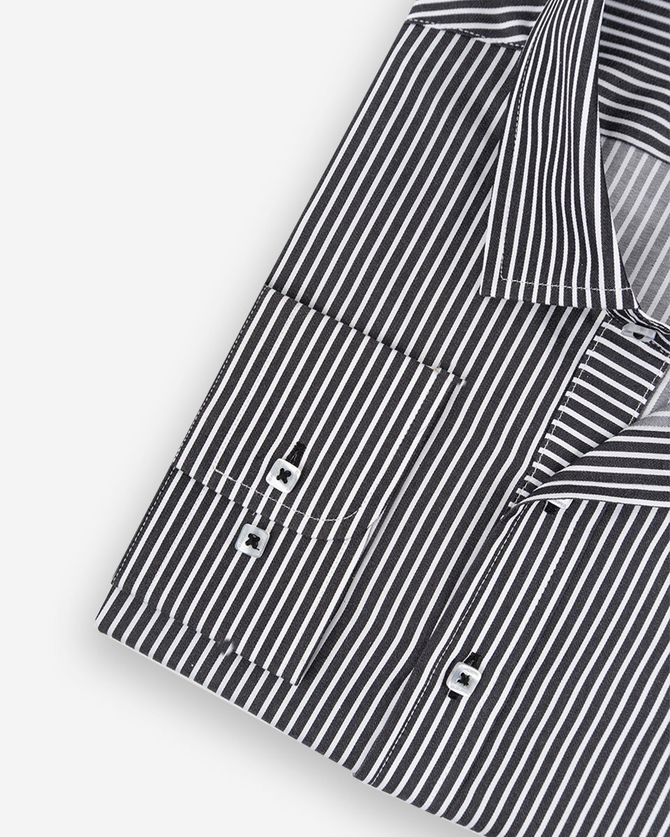 Camisa Casual para Hombre Negro a Rayas - Portofino Collection