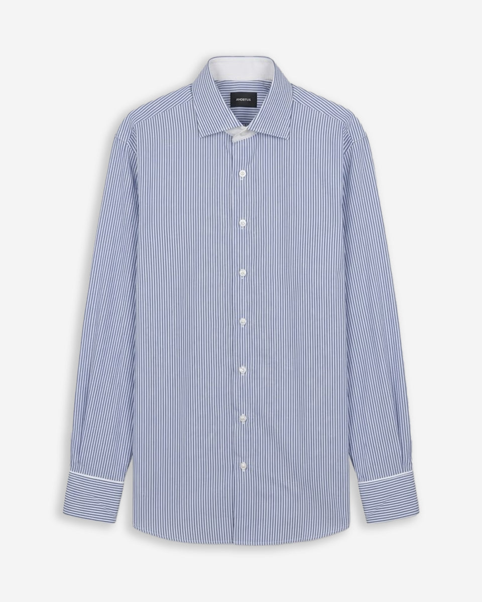Camisa de Vestir para Hombre Azulino a Rayas con Puño Especial
