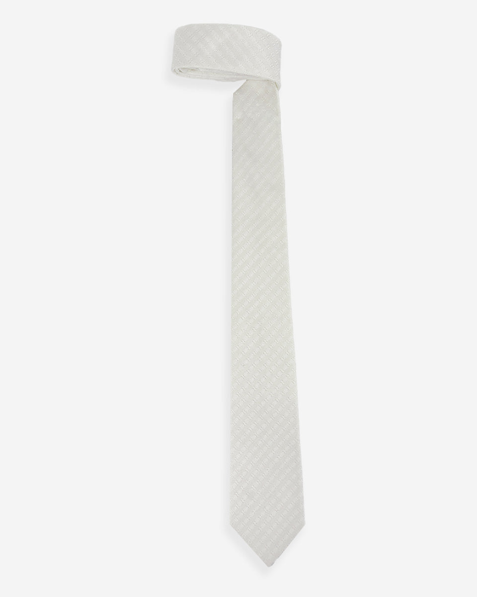 Corbata Color Blanco con Microdiseño de Flores