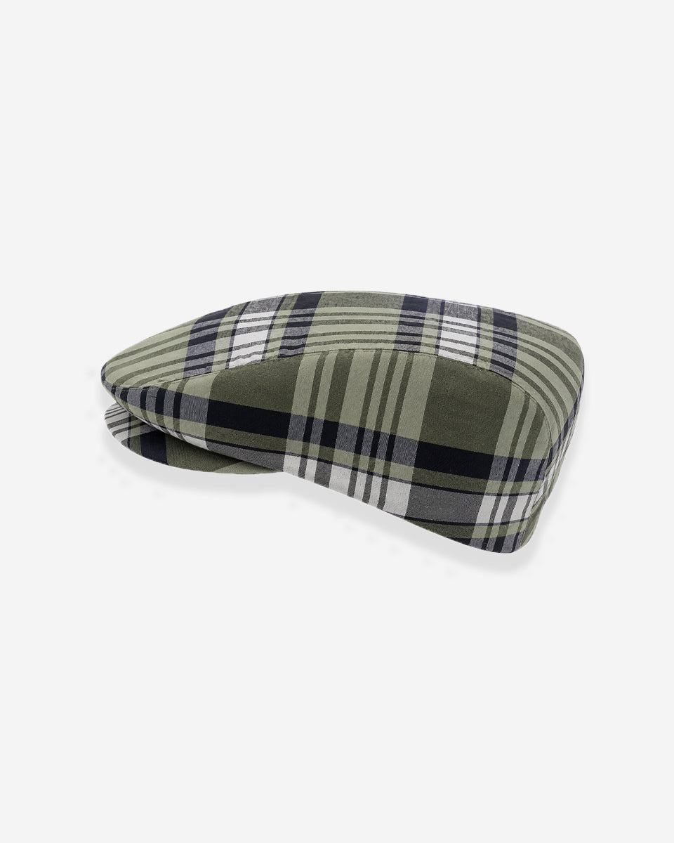 Boina de Algodón para Hombre - Verde Olivo con Cuadros