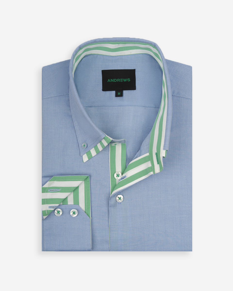 Camisa para Hombre Celeste Milano con Doble Cuello
