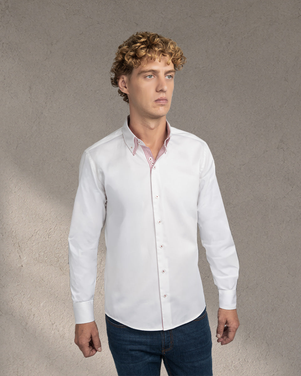 Camisa para Hombre Blanca Milano con Doble Cuello