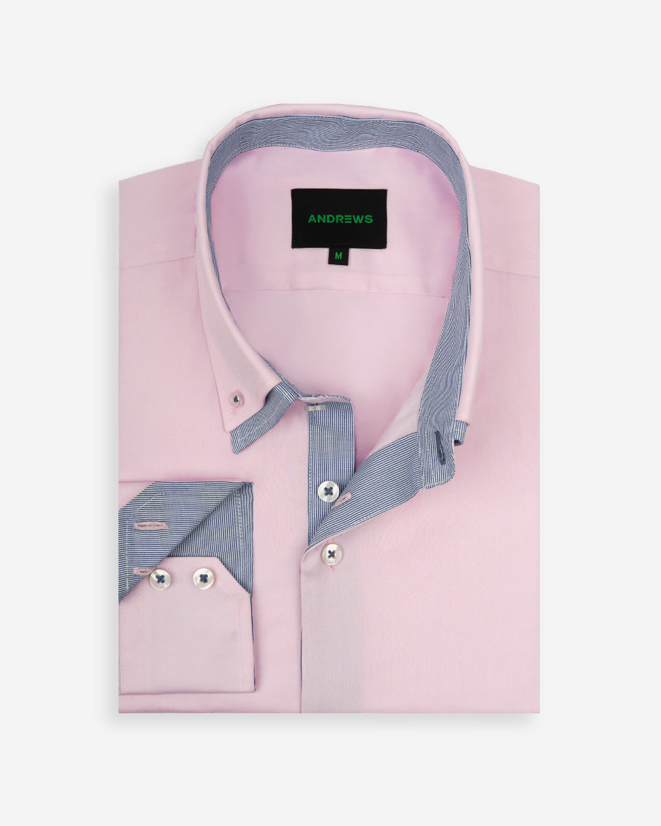 Camisa para Hombre Rosada Milano con Doble Cuello