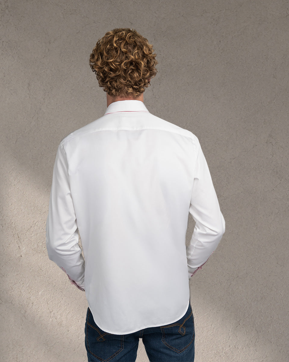 Camisa para Hombre Blanca Milano con Doble Cuello