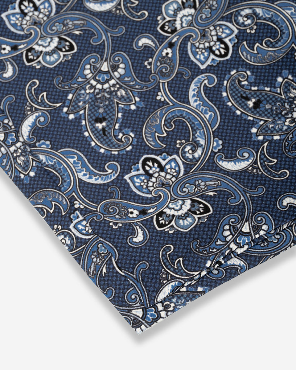 Bufanda - Foulard Azul con Diseño Paisley