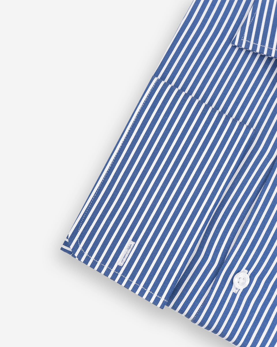Camisa de Vestir para Hombre Savile - Azulino con Rayas Blancas - Puño gemelo