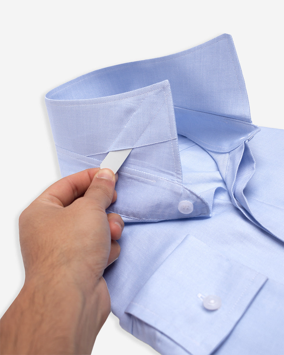 Dobby Dress Shirt - Italian Collar, Double Cuff, Regular Wear, Light Blue