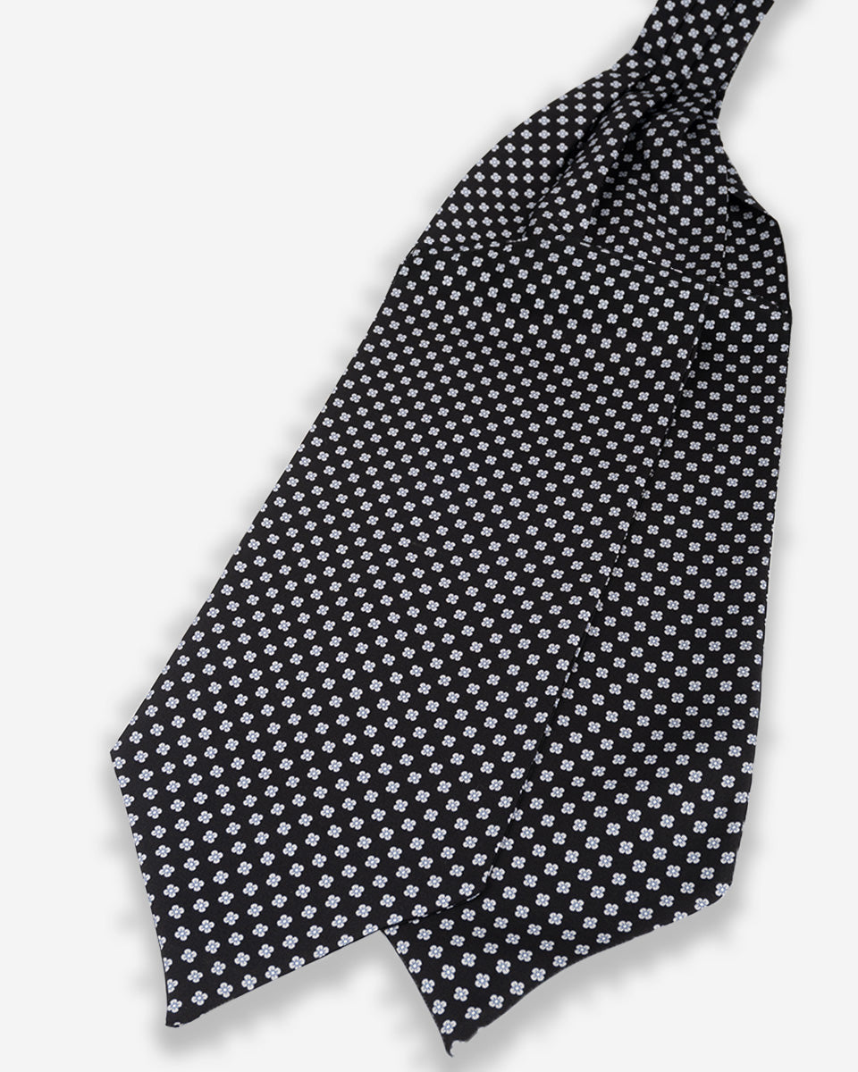 Corbatón - Ascot Negro con Microflores