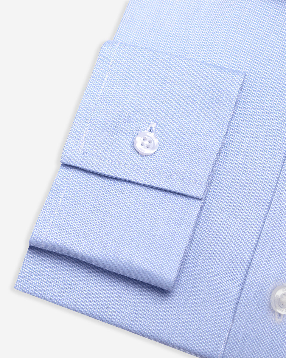 Dobby Dress Shirt - Italian Collar, Double Cuff, Regular Wear, Light Blue