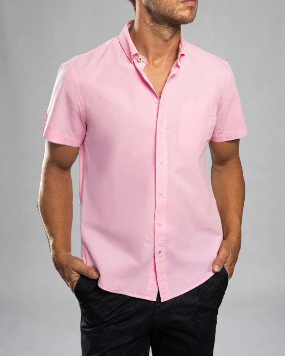 Camisa Casual Manga Corta color Rosado