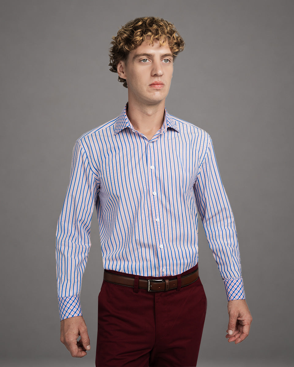 Twill Dress Shirt - Italian Collar, Double Cuff, Regular Fit, White
