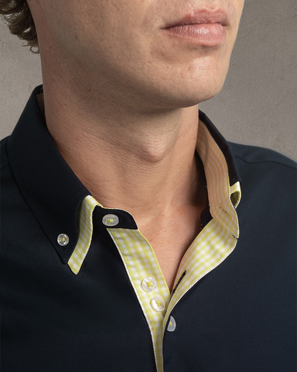Camisa para Hombre Azul Milano con Doble Cuello