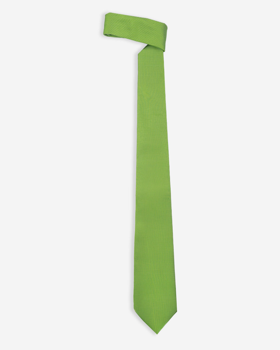 Corbata Color Verde Limón con Finas Líneas